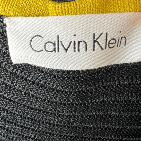 Calvin Klein Mustard Yellow Black Fit Flare Dress Size S? Small NEW - Picture 7 of 7